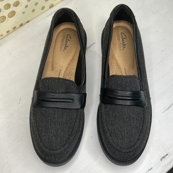 Clarks Shoes - CLARKS Westlyn Bay Tweed Loafers Women's Size‎ 9.5 W-Black-New!